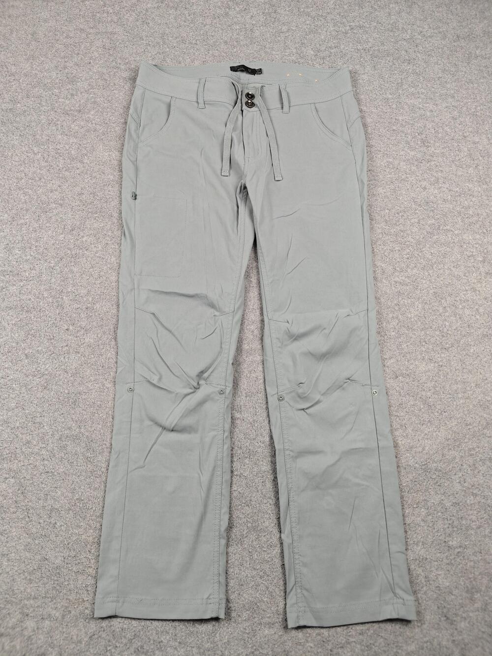 PrAna Pants Womens 12 Green Cargo Stretch Nylon Zip Adjustable Waist Pockets